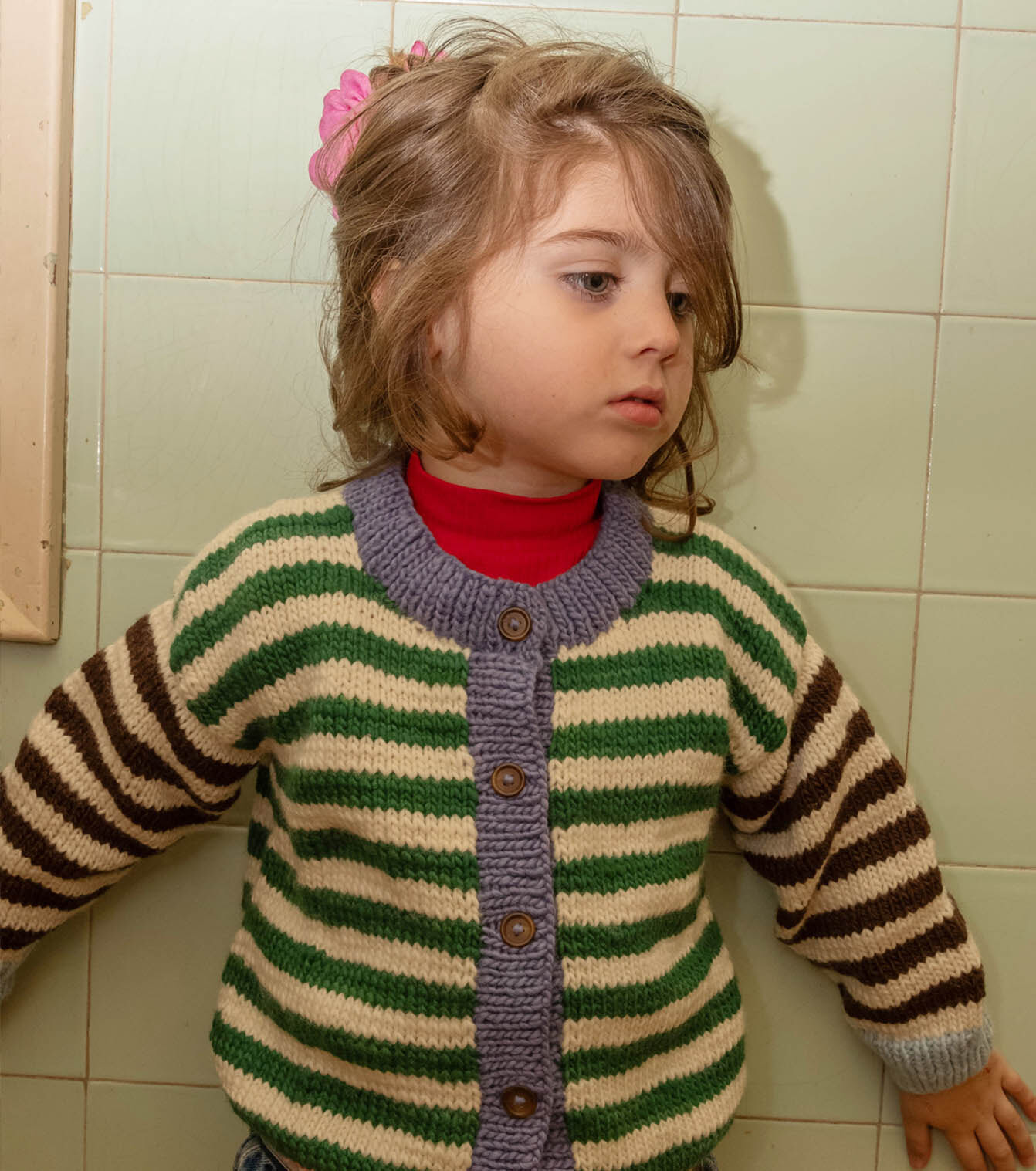 Ecru stripe cardigan